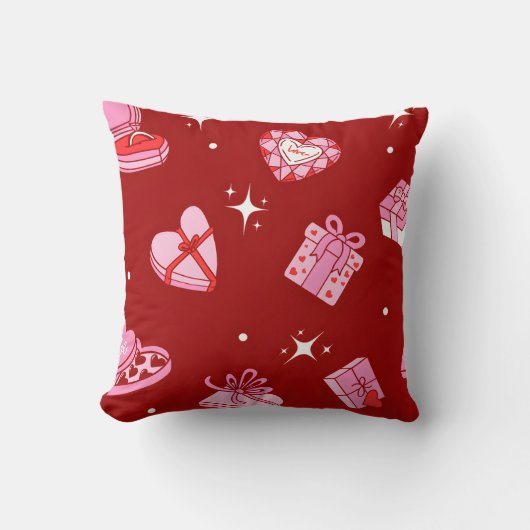 Cute Valentine Treats Pattern Throw Pillow クッション (正面)