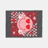 Cute Valentine Vibes Groovy Valentine Day Men Wome フリースブランケット (正面(横))