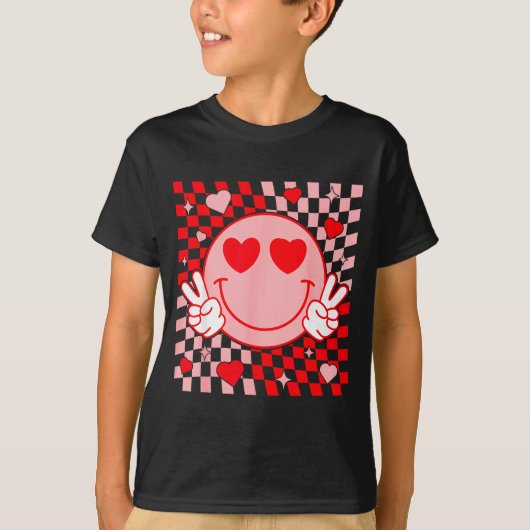Cute Valentine Vibes Groovy Valentine Day Men Wome Tシャツ (正面)