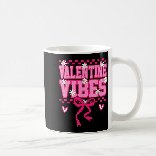 Cute Valentine Vibes Smile Face Valentines Day Gir コーヒーマグカップ (右)