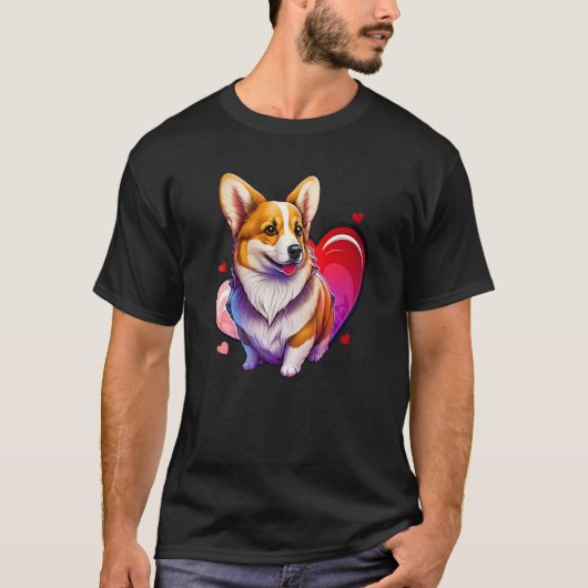 Cute Valentines Corgi Cool Pembroke Welsh Corgi  1 Tシャツ (正面)