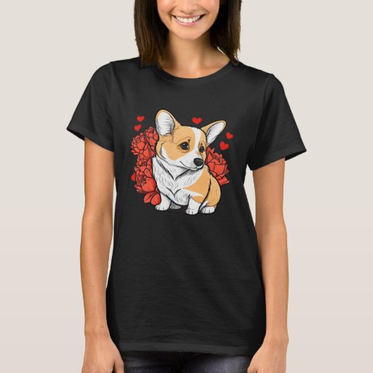 Cute Valentines Corgi Cool Pembroke Welsh Corgi 2 Tシャツ (正面)