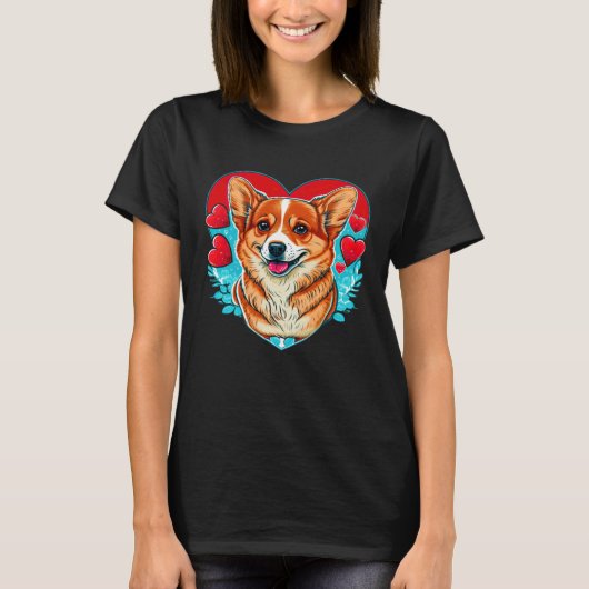 Cute Valentines Corgi Cool Pembroke Welsh Corgi Tシャツ (正面)