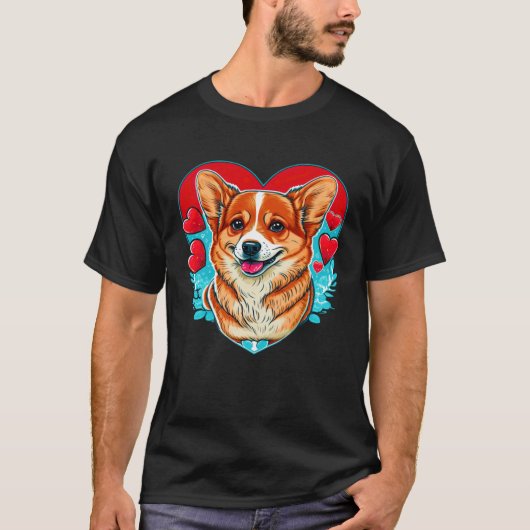 Cute Valentines Corgi Cool Pembroke Welsh Corgi Tシャツ (正面)