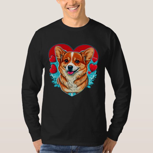 Cute Valentines Corgi Cool Pembroke Welsh Corgi Tシャツ (正面)