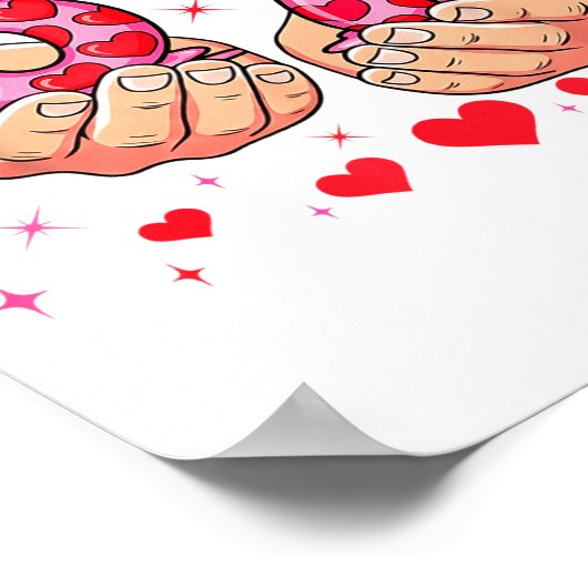 Cute Valentines Day 67 Hearts Funny Six Seven Meme ポスター (角)