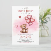 Cute Valentine's Day Baby Shower Bear Hearts  招待状 (スタンド正面)