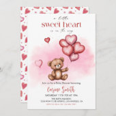 Cute Valentine's Day Baby Shower Bear Hearts  招待状 (正面/裏面)