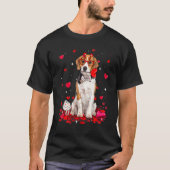 Cute Valentine's Day Beagle Dog Heart Costume Tシャツ (正面)