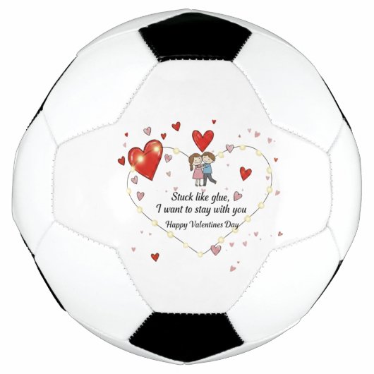 Cute Valentine's day couple hearts custom サッカーボール (正面)