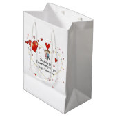 Cute Valentine's day couple hearts custom ミディアムペーパーバッグ (正面アングル)