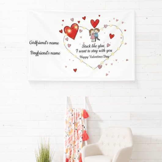 Cute Valentine's day couple hearts custom 横断幕 (インサイチュ)