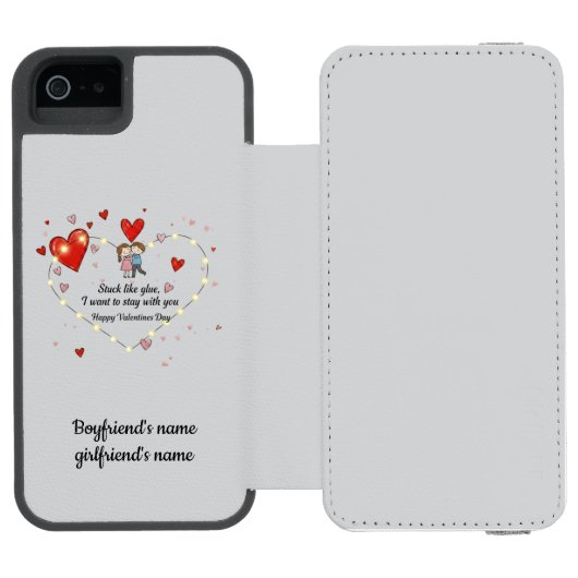 Cute Valentine's day couple hearts custom Incipio iPhoneウォレットケース (フォリオ Open)
