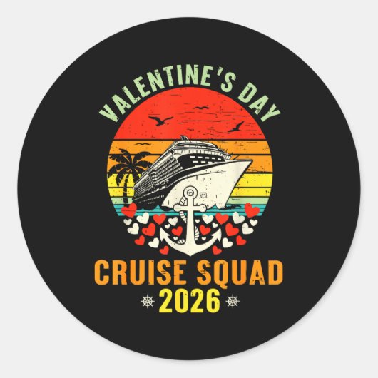 Cute Valentines Day Cruise 2026 Matching Cruise Fo ラウンドシール (正面)