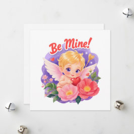 Cute Valentine's Day Cupid with "Be Mine" シーズンカード