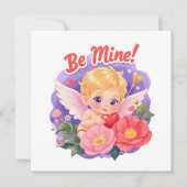 Cute Valentine's Day Cupid with "Be Mine" シーズンカード (正面)