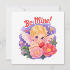 Cute Valentine's Day Cupid with "Be Mine" シーズンカード