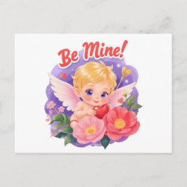 Cute Valentine's Day Cupid with "Be Mine" シーズンポストカード
