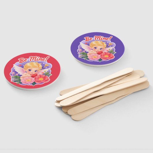 Cute Valentine's Day Cupid with "Be Mine" ハンドファン (組立なし)