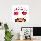 Cute Valentine's Day Dog Funny Heart Headband ポスター (ホームオフィス)