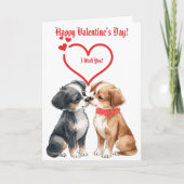 cute Valentine's Day dogs Folded Greeting Card カード (正面)