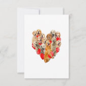 Cute Valentines Day Golden Retriever Dog Heart Pup 出欠カード (裏面)
