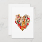 Cute Valentines Day Golden Retriever Dog Heart Pup 出欠カード (正面/裏面)