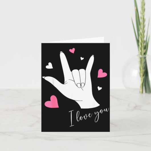 Cute Valentines Day Hearts I Love You Hand Sign La カード (正面)