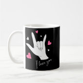 Cute Valentines Day Hearts I Love You Hand Sign La コーヒーマグカップ (左)