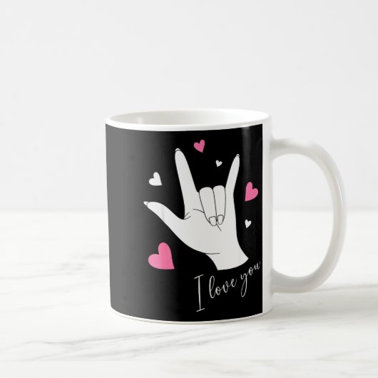 Cute Valentines Day Hearts I Love You Hand Sign La コーヒーマグカップ (右)
