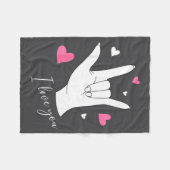 Cute Valentines Day Hearts I Love You Hand Sign La フリースブランケット (正面(横))