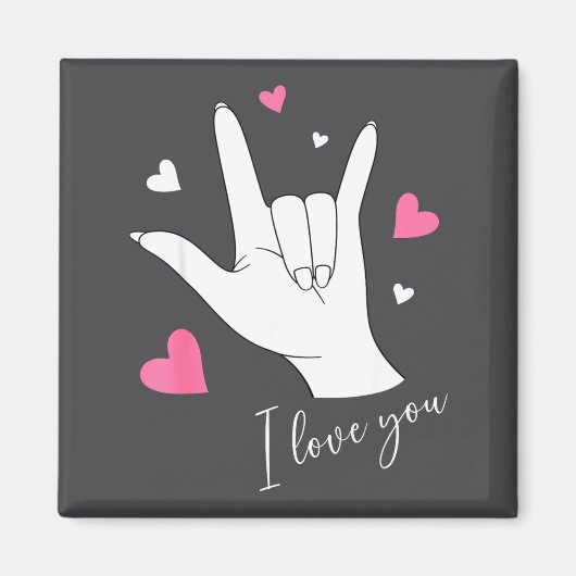 Cute Valentines Day Hearts I Love You Hand Sign La マグネット (正面)