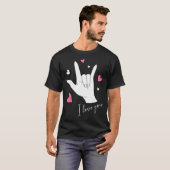 Cute Valentines Day Hearts I Love You Hand Sign La Tシャツ (正面フル)