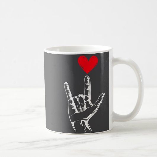 Cute Valentines Day I Love You Hand Sign Language  コーヒーマグカップ (右)
