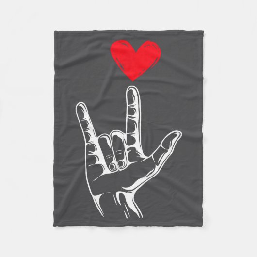 Cute Valentines Day I Love You Hand Sign Language  フリースブランケット (正面)