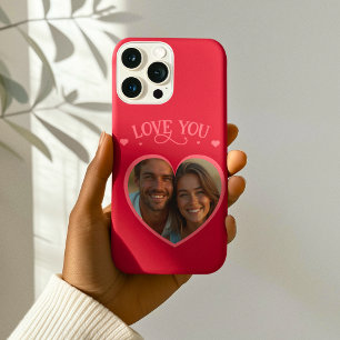 Cute Valentine's Day 'LOVE YOU' & カスタムPhoto iPhone 15ケース