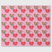Cute Valentine's Day Photo Name Hearts & Roses ラッピングペーパー (フラット)