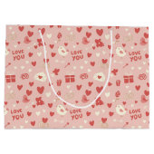 Cute Valentines Day Pink Gift Bag ラージペーパーバッグ (裏面)