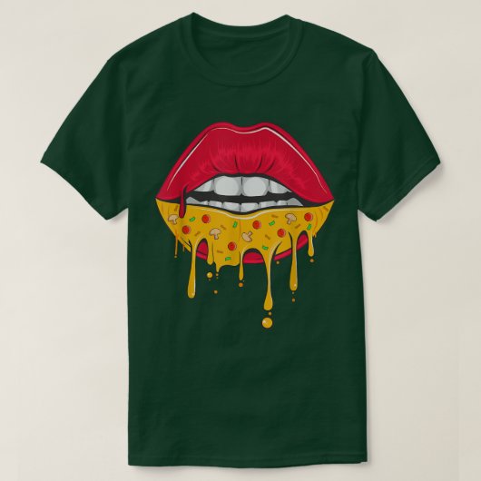 Cute Valentines Day Pizza Lips Tee Funny hearts Pi Tシャツ (デザイン正面)