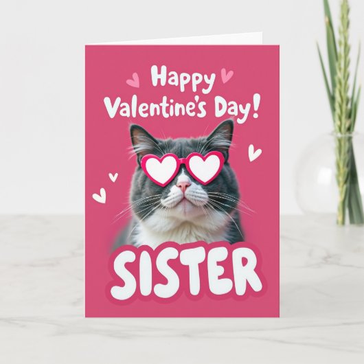 Cute Valentines Day Sister Cat Card カード (正面)