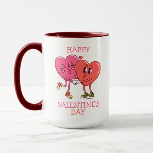 Cute Valentine's Hearts Couple Coffee Mug マグカップ (左)