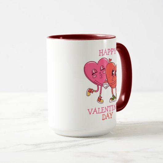 Cute Valentine's Hearts Couple Coffee Mug マグカップ (正面右)
