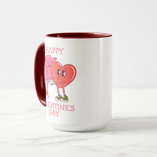 Cute Valentine's Hearts Couple Coffee Mug マグカップ (正面左)