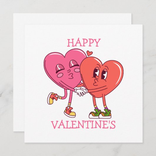 Cute Valentine's Hearts Couple Flat Card (正面/裏面)