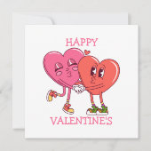 Cute Valentine's Hearts Couple Flat Card (正面)