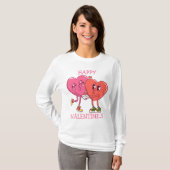 Cute Valentine's Hearts Couple Women's T-Shirt Tシャツ (正面フル)