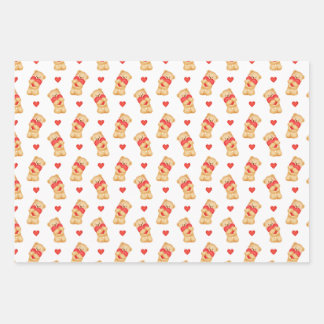Cute Valentine's Wrapping Paper | Teddy Bear  ラッピングペーパーシート