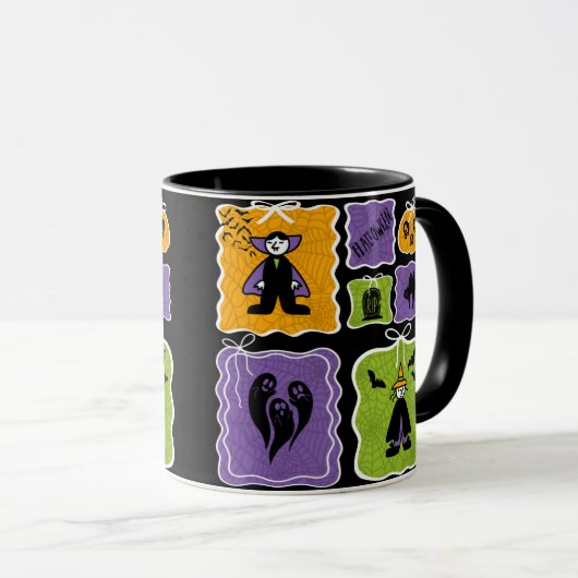 Cute Vampire and Witch Halloween  マグカップ (正面右)