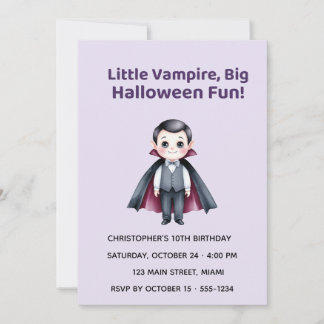 Cute Vampire Halloween Birthday Invitation 招待状