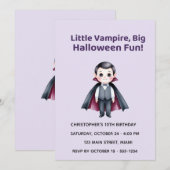 Cute Vampire Halloween Birthday Invitation 招待状 (正面/裏面)